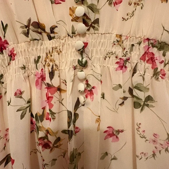 Taylor Cream Floral Dress with Pink and Red Accents - Picture 7 of 7